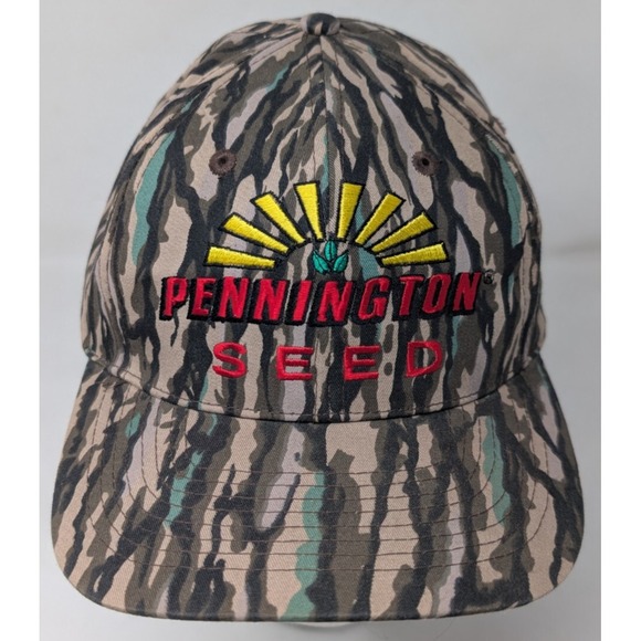 Vintage Pennington Seed Farmer Snapback Camo Baseball Cap Camoflague Hunting 80s - Picture 1 of 6